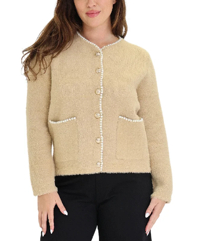 Hooded Women Sweater for Added Comfort and StyleCardigan Sweater w/ Pearl Trim