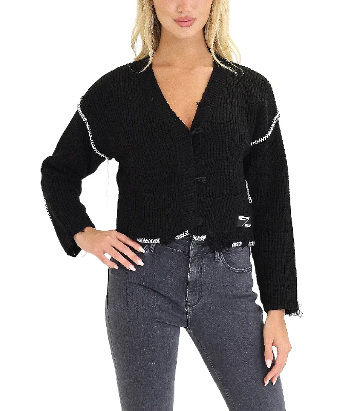 Mock - Neck Women Sweater for a Modern TwistCardigan Sweater w/ Whipstitch Detail