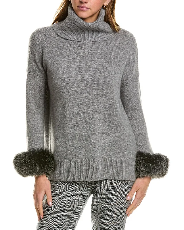 V - Neck Women Sweater to Elongate the NecklineHannah Rose Cashmere Turtleneck Sweater