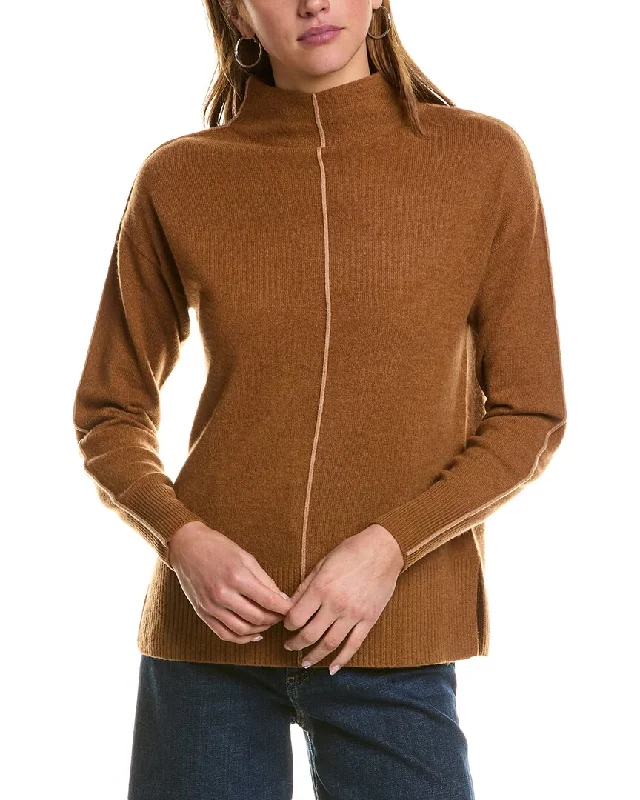 V - Neck Women Sweater to Elongate the NecklineInCashmere Tipped Mock Neck Cashmere Sweater