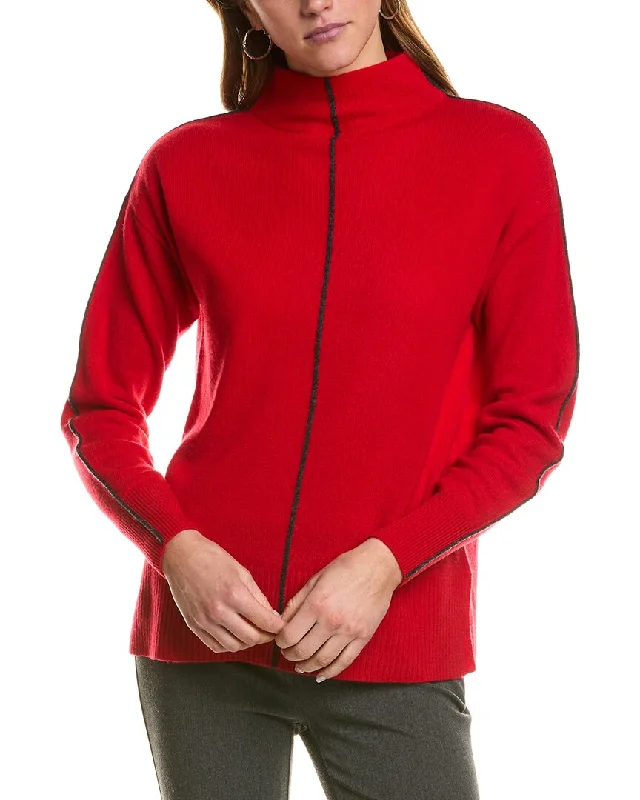 Hooded Women Sweater for Added Comfort and StyleInCashmere Tipped Mock Neck Cashmere Sweater