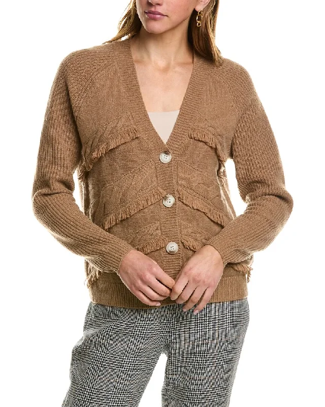 Floral Print Women Sweater for a Feminine AppealKier + J Fringe Wool & Cashmere-Blend Sweater