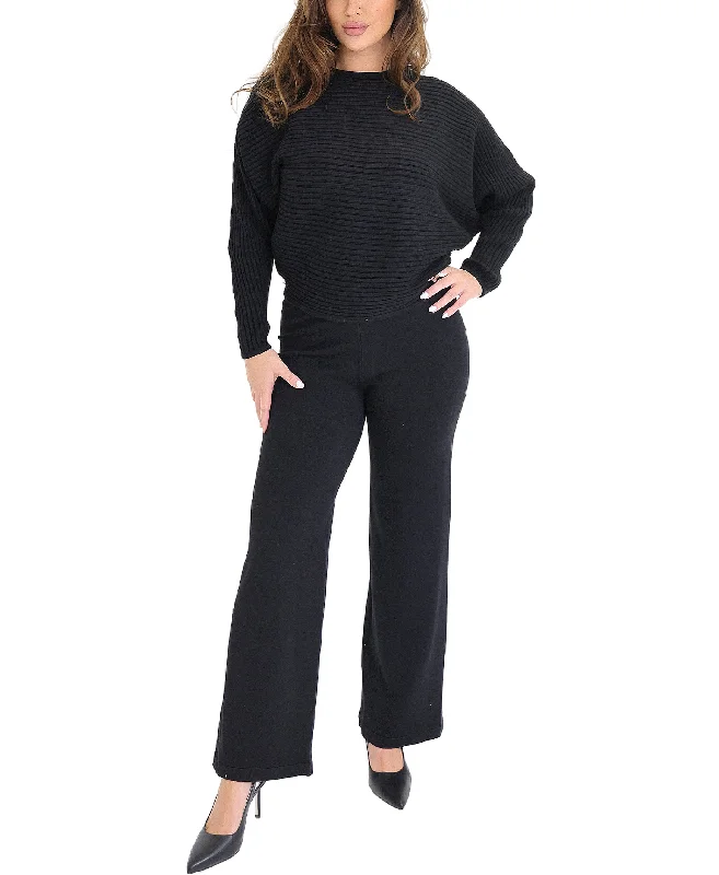 V - Neck Women Sweater to Elongate the NecklineKnit Ribbed Sweater & Pant Set- 2 Pc Set