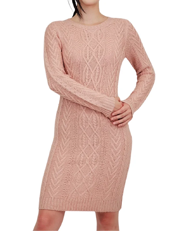 Cable - Knit Women Sweater with Intricate PatternsYemak Women's Long Sleeve Knitted Feminine Cable Knit Sweater Dress MK3451