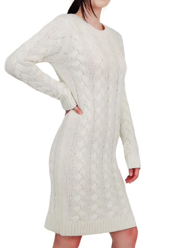 Cable - Knit Women Sweater with Intricate PatternsYemak Women's Loose Fit Knee Length Heavy Cable Knitted Dress MK6026