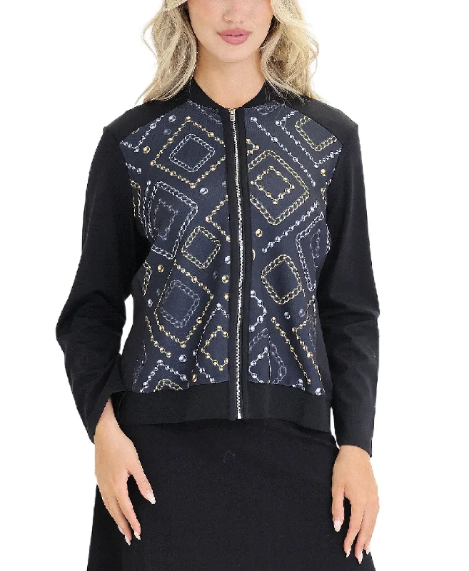 Lightweight Women Sweater for Spring and FallPrint Bomber