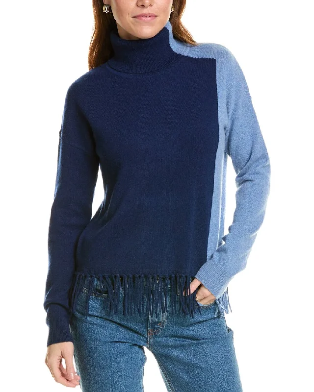 Long - Sleeve Women Sweater with Ribbed Cuffssofiacashmere Colorblock Cashmere Sweater