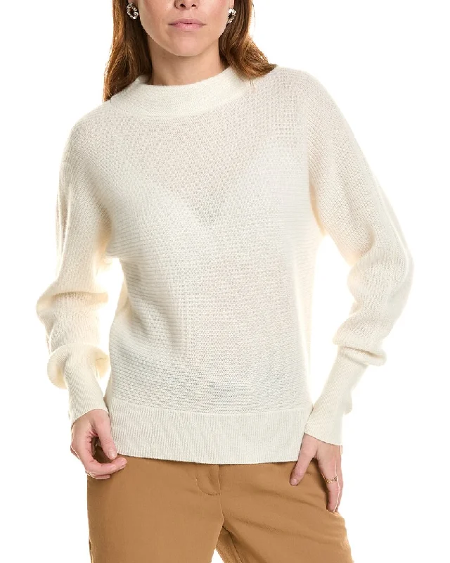 Color - Blocked Women Sweater for a Bold Fashion Statementsofiacashmere Dolman Funnel Neck Cashmere Sweater