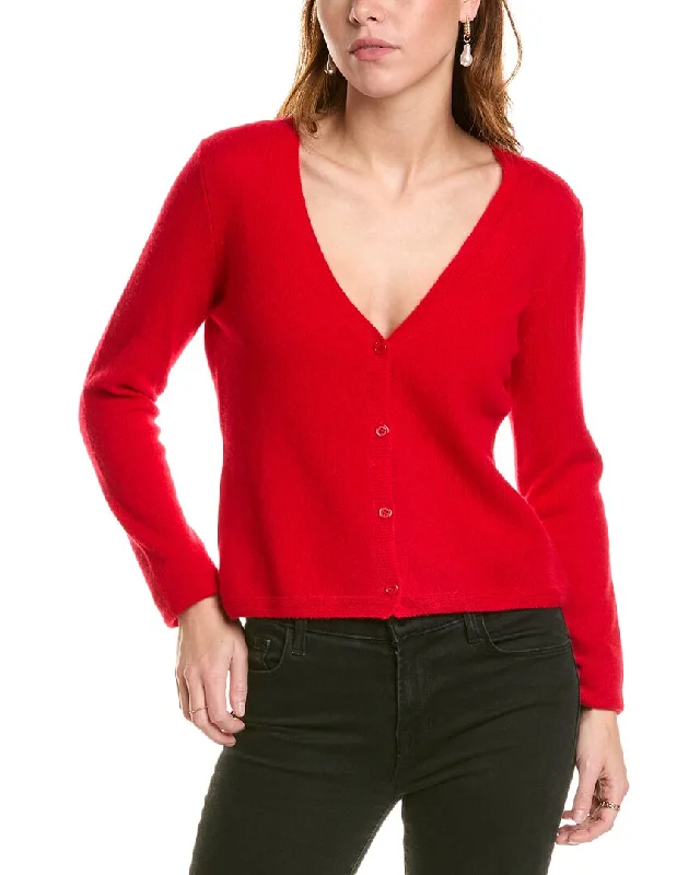 Cropped Women Sweater to Pair with High - Waisted Bottomssofiacashmere Modern V-Neck Cashmere Cardigan