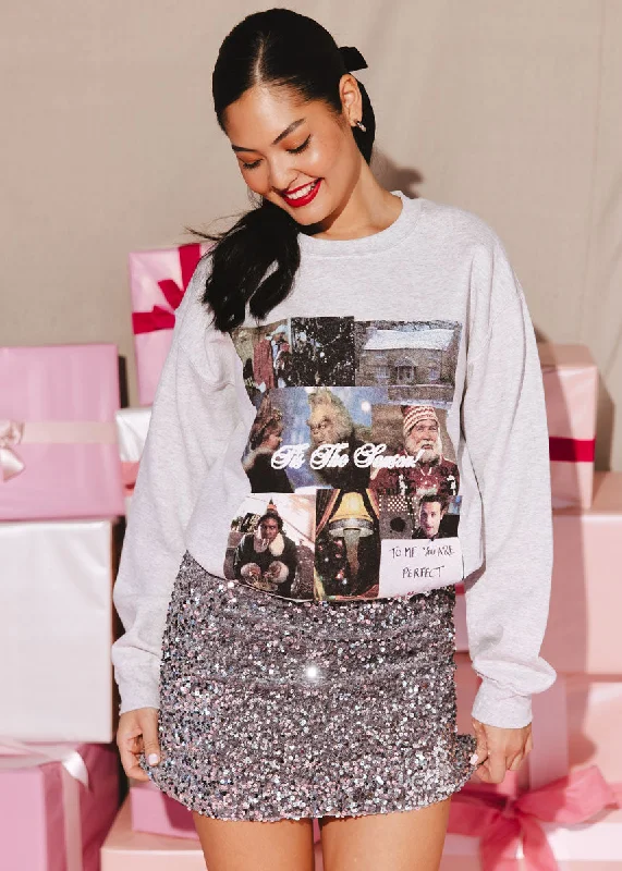 Cropped Women Sweater to Pair with High - Waisted BottomsTis The Season Sweatshirt