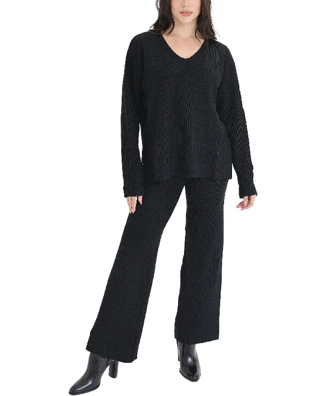 Color - Blocked Women Sweater for a Bold Fashion StatementV-Neck Sweater & Pants Set - 2 Pc Set