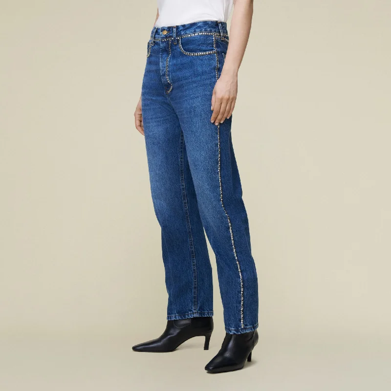 Acid - wash women jeans with a retro finishDana Jackson Rivet - Mid Rise Straight Fit