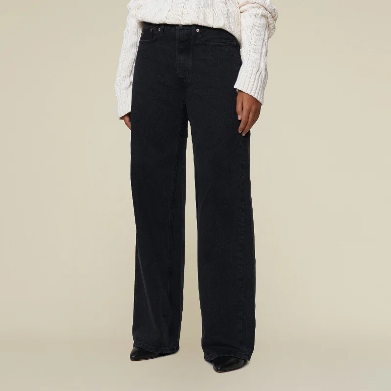 Stretch women jeans for enhanced mobility and comfortSkater Loose Main Black - Low Rise Wide Leg