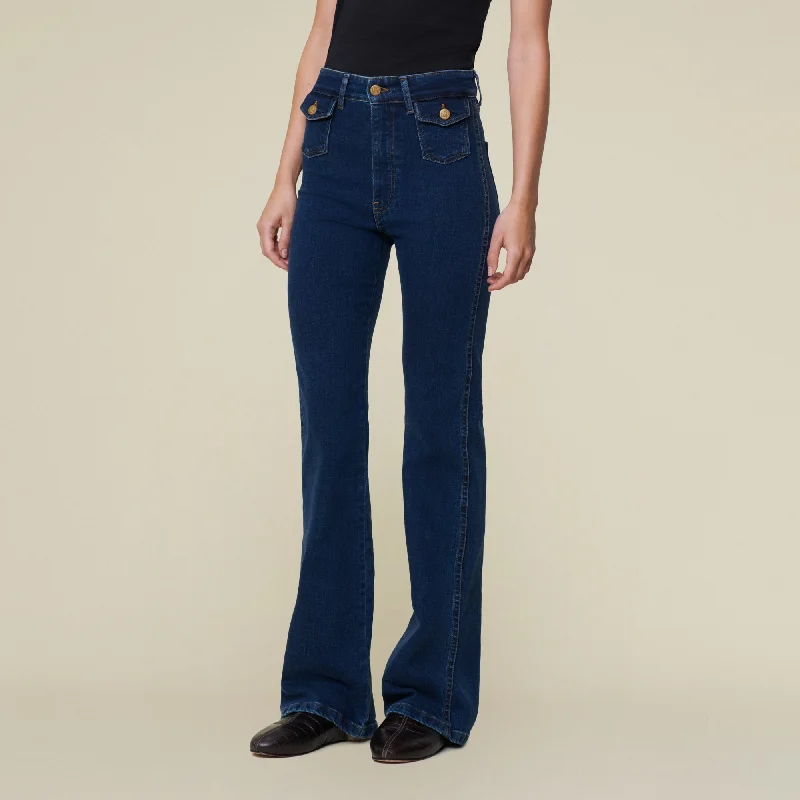 Cargo women jeans with multiple pockets for added functionalityYoko High Night Blue Drift - High Rise Flare