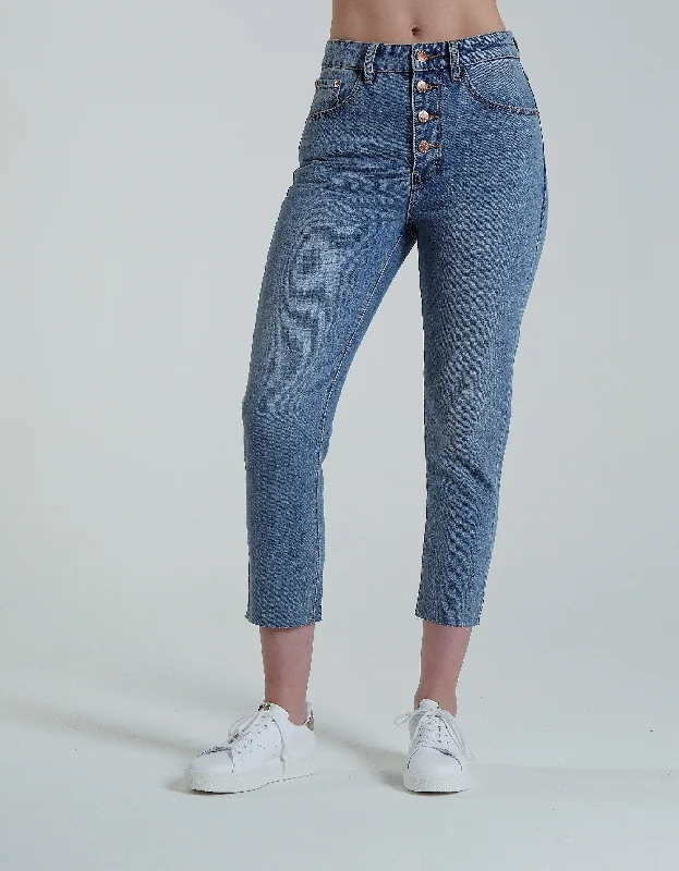 Distressed women jeans for a trendy and edgy lookTally High Rise Straight Blue