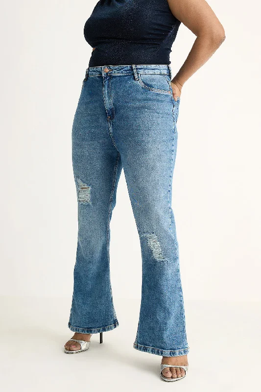 High - waisted women jeans for a flattering silhouetteRadiant Curve Distressed Bootcut Jeans