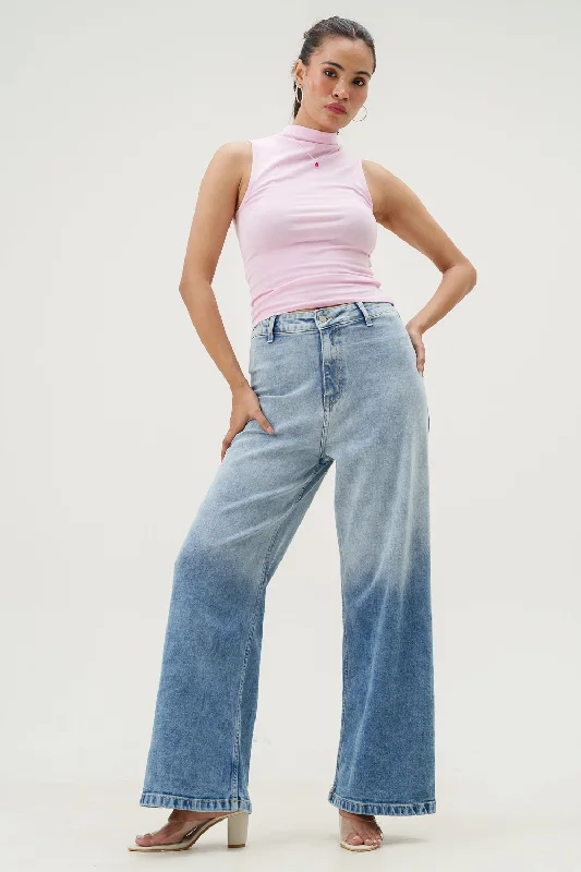 Colored women jeans in vibrant hues like red and yellowCelestial Shift Retro Flare Stretch Jeans