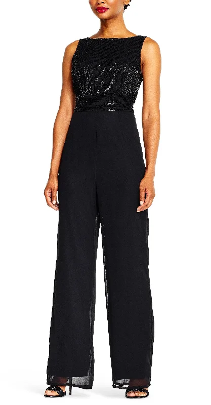 Sheath Women Dress with a Tailored Fit for a Professional LookAdrianna Papell AP1E202207 Sleeveless Long Formal Chiffon Jumpsuit