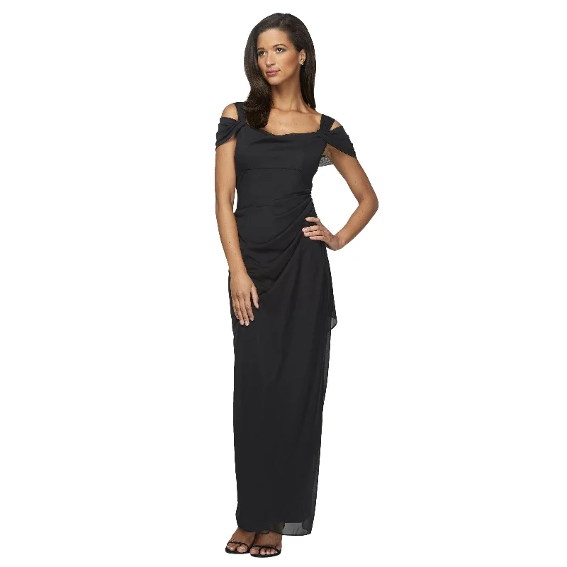 Little Black Women Dress with Sequins for a Glamorous Night OutAlex Evenings AE132156 Long Formal Off Shoulder Dress