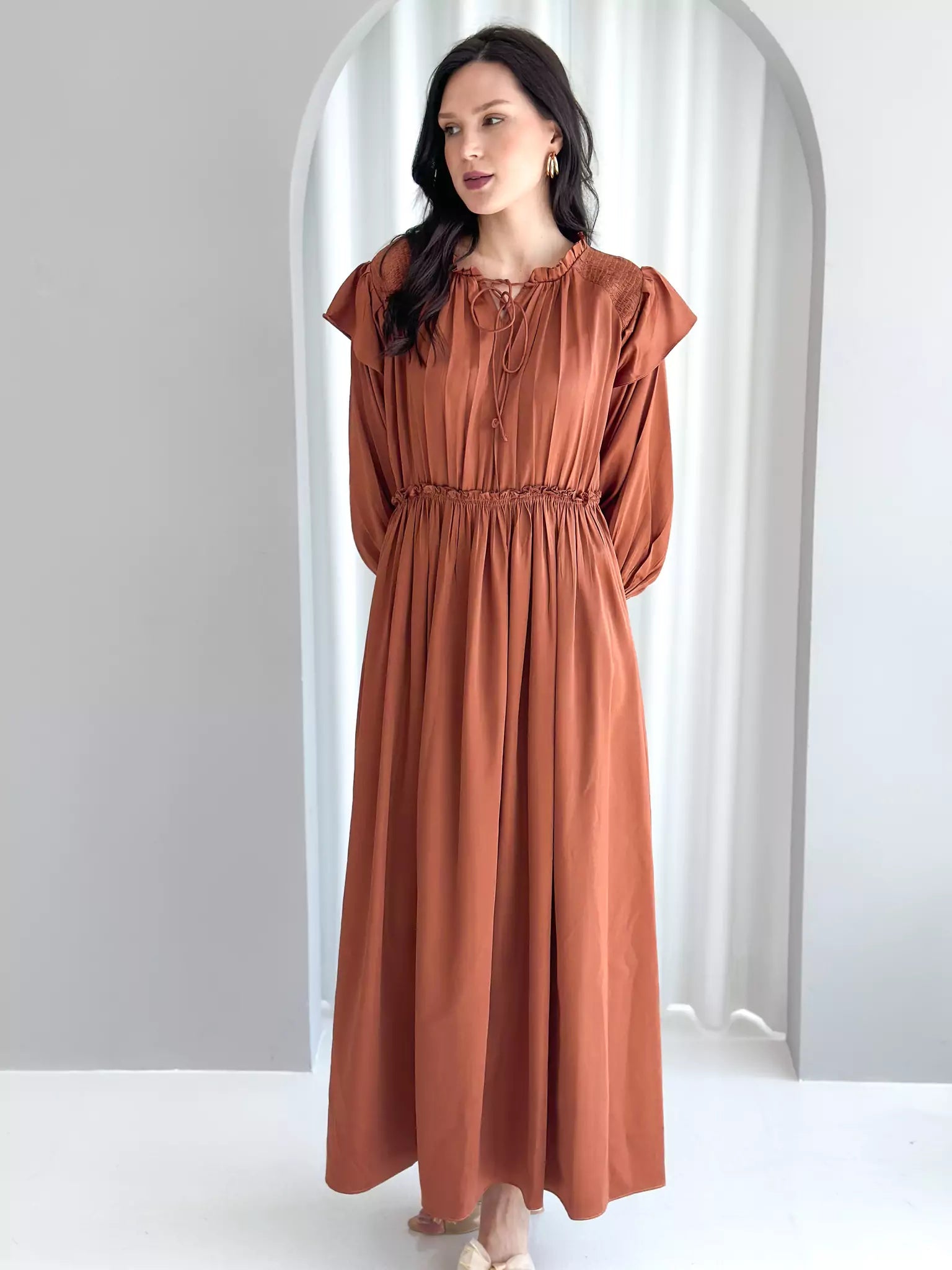 Backless Women Dress for a Sexy and Alluring Look at Evening EventsAnastasia Long Dress - Brown