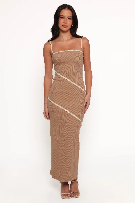 Empire Waist Women Dress to Accentuate the Bust and Conceal the WaistArah Midi Dress - Beige