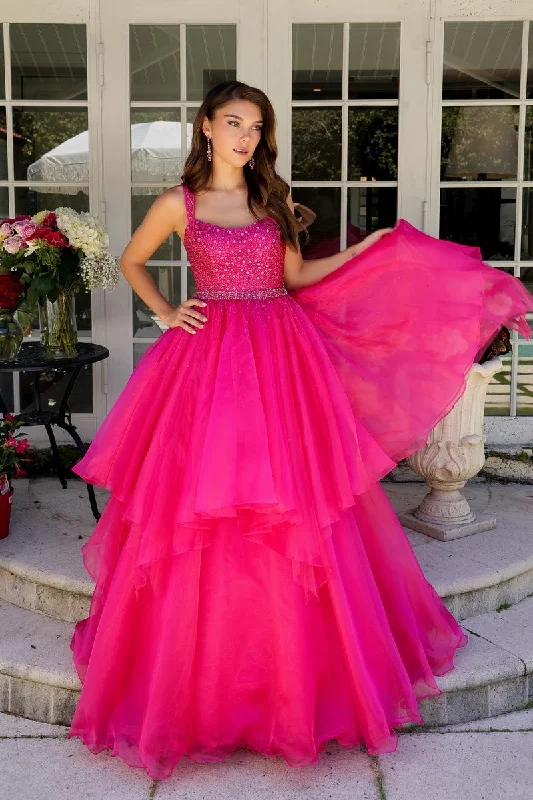 Pleated Women Dress with a Timeless and Elegant TextureAva Presley Tiered Ball Gown Prom Dress 29523