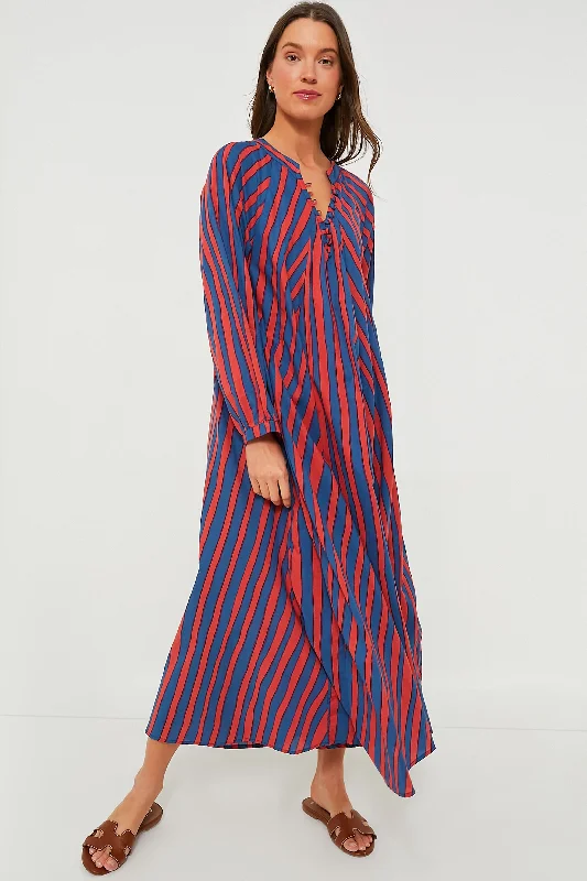 Sheath Women Dress with a Tailored Fit for a Professional LookBatik Stripe Blood Orange Fiore Maxi Dress