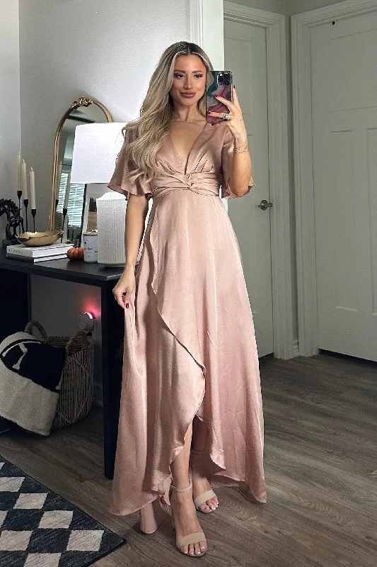 Ball Gown Women Dress with a Full Skirt for a Princess - like LookBefore You Go Maxi Dress: Rose Gold