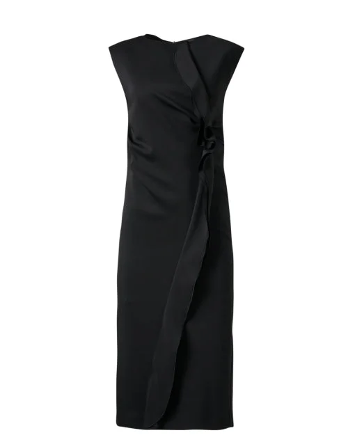 Pleated Women Dress with a Timeless and Elegant TextureBlack Ruffle Dress