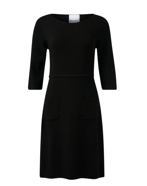 Wrap - Style Women Dress with Adjustable Fit for All Body TypesBlack Wool Sheath Dress