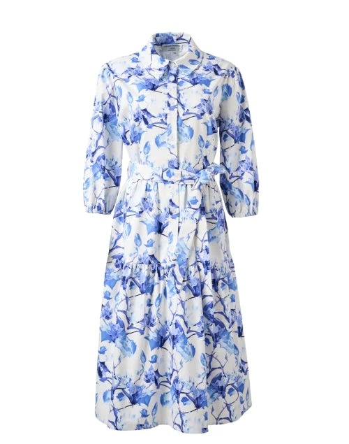 Pleated Women Dress with a Timeless and Elegant TextureCassie Blue Floral Print Dress