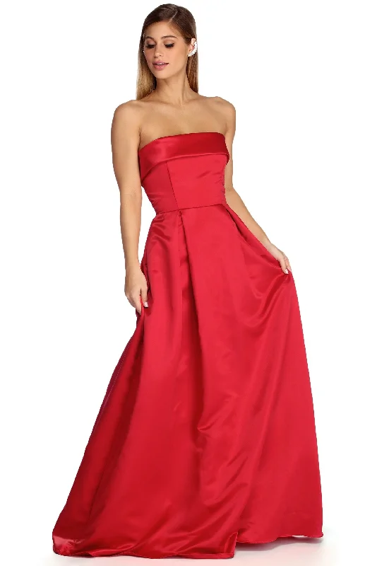 Empire Waist Women Dress to Accentuate the Bust and Conceal the WaistCatalina Strapless Satin Ball Gown