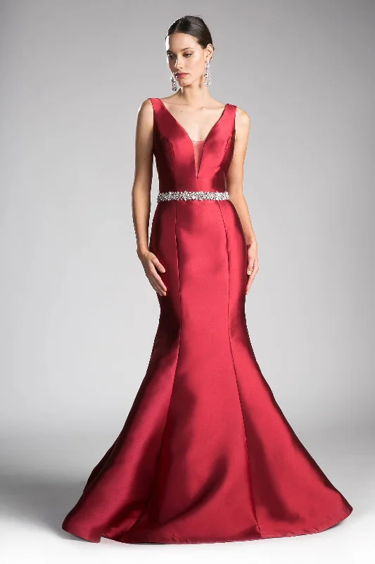 Pleated Women Dress with a Timeless and Elegant TextureCinderella Divine CR807 Prom Long Sleeveless Mermaid Evening Gown