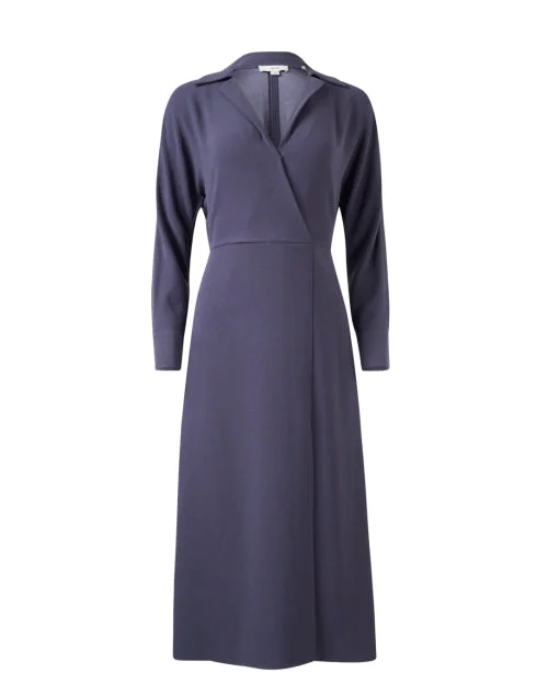 Long - Sleeve Women Dress in Velvet for a Luxurious Winter LookNavy A-Line Dress