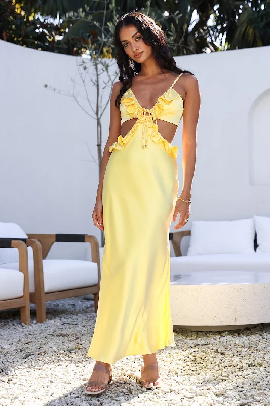 Plus Size Women Dress with a Flattering A - Line Cut for Comfort and StyleDon't Speak Maxi Dress Yellow