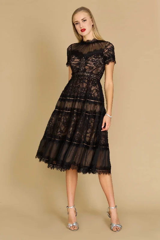 Ball Gown Women Dress with a Full Skirt for a Princess - like LookDylan & Davids Midi Lace Formal Black Cocktail Dress