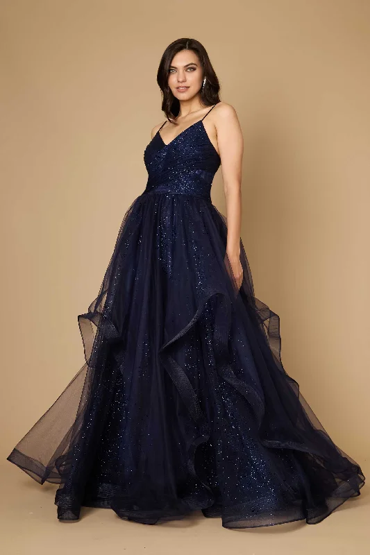 Lace - Embellished Women Dress for an Elegant and Sophisticated AppearanceDylan & Davids Sparkling Long Formal Ball Gown Navy