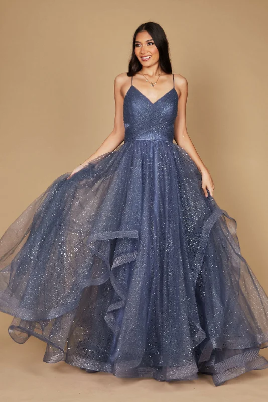 Plus Size Women Dress with a Flattering A - Line Cut for Comfort and StyleDylan & Davids Sparkling Long Formal Ball Gown Periwinkle