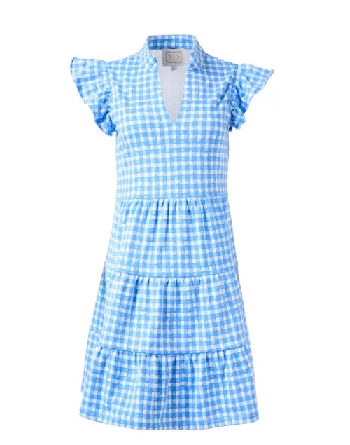 Empire Waist Women Dress to Accentuate the Bust and Conceal the WaistBlue Gingham Dress