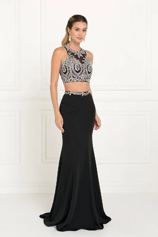 Empire Waist Women Dress to Accentuate the Bust and Conceal the WaistProm Long Formal Dress Two Piece Halter Evening Gown