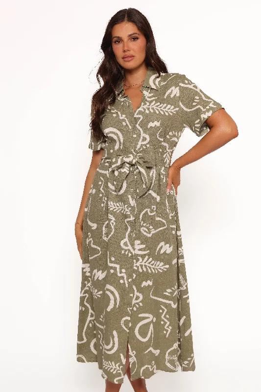 Mini Women Dress with a Short Hem for a Young and Trendy StyleGail Midi Dress - Sage