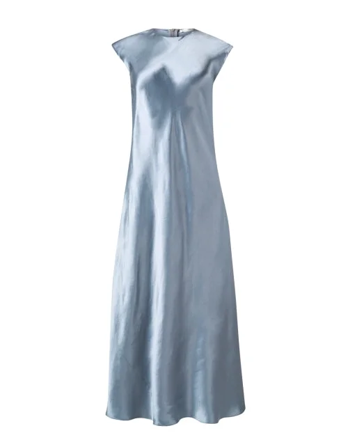 Halter Neck Women Dress to Show Off the Shoulders and NecklineBlue Satin Dress