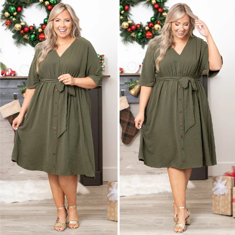 Sheath Women Dress with a Tailored Fit for a Professional LookHopelessly Yours Dress, Olive