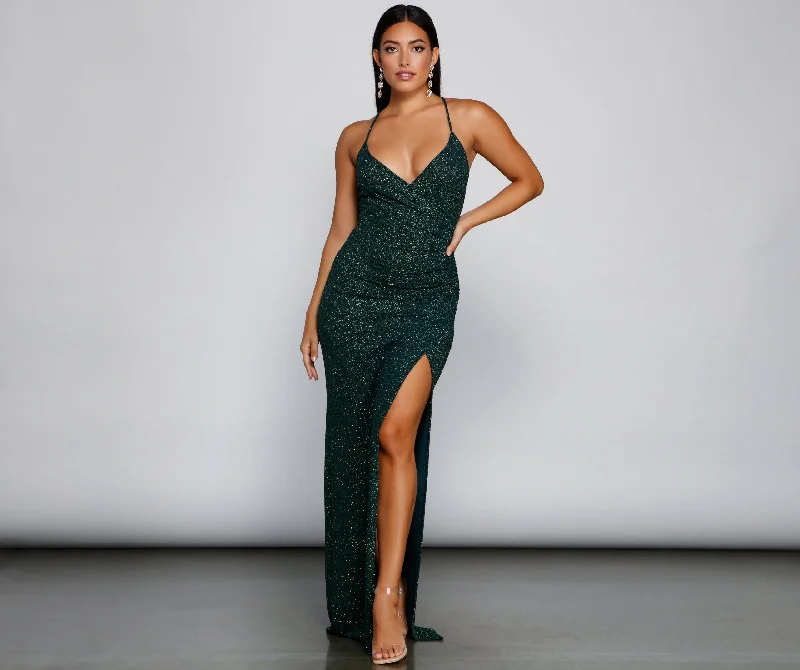 Shift Women Dress with a Simple and Classic Design for Everyday WearLeann Formal High Slit Glitter Dress