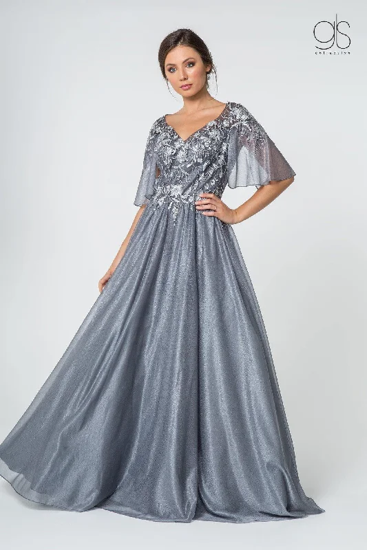 Empire Waist Women Dress to Accentuate the Bust and Conceal the WaistLong Formal Mother of the Bride Cape Sleeve Dress