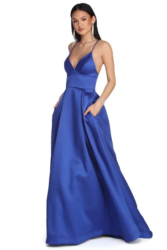 Plus Size Women Dress with a Flattering A - Line Cut for Comfort and StyleMelody Formal Satin Ball Gown