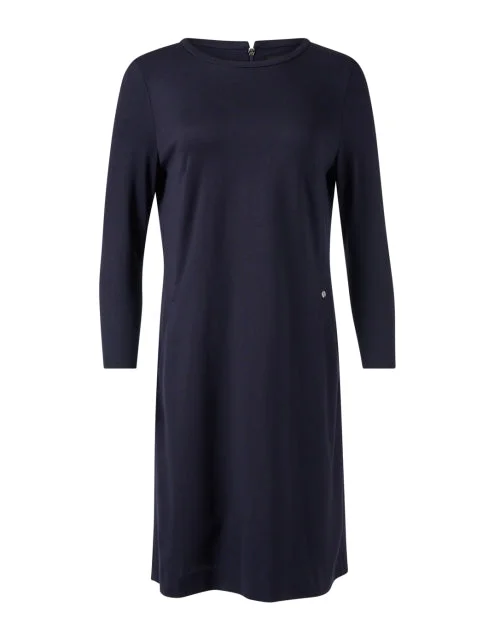 Plus Size Women Dress with a Flattering A - Line Cut for Comfort and StyleNavy Shift Dress