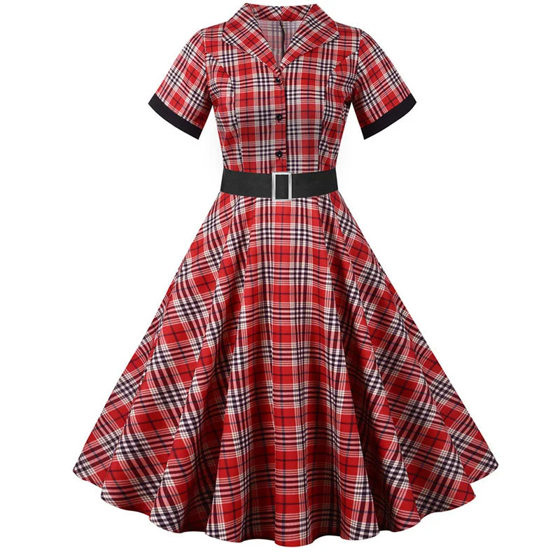 Lace - Embellished Women Dress for an Elegant and Sophisticated AppearanceBerriesJam - Notched Collar Plaid Print CozySlim Party Dress