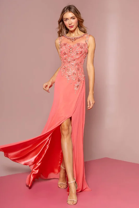 Pleated Women Dress with a Timeless and Elegant TextureProm Long Formal Beaded Chiffon Evening Dress