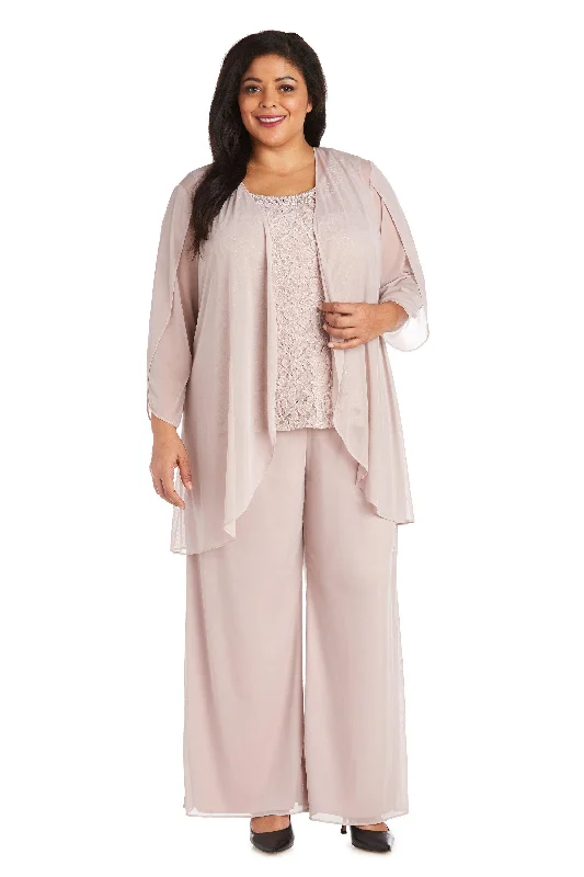 Plus Size Women Dress with a Flattering A - Line Cut for Comfort and StyleR&M Richards 2439W Blush Formal Pansuit Sale